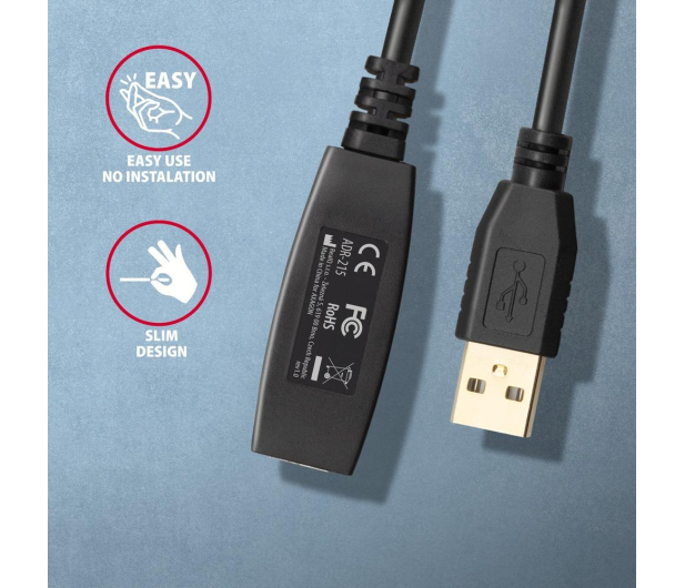 AXAGON ADR-205 USB 2.0 A-M -> A-F aktywny kabel przedłużacz/wzmacniacz 5m - 1353395 - zdjęcie 3